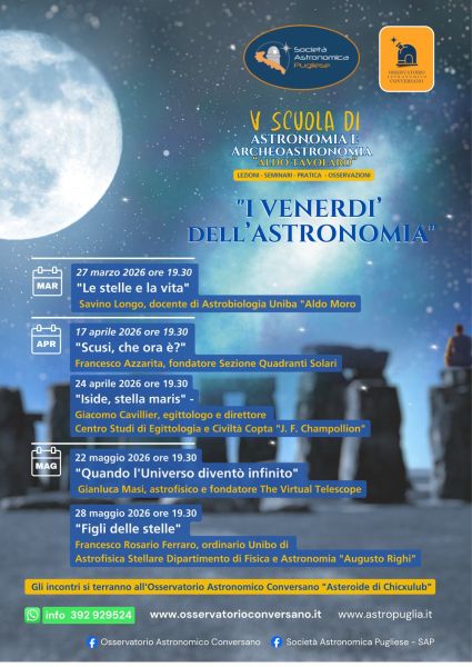I Venerdì dell'Astronomia - dal 27 marzo 2026