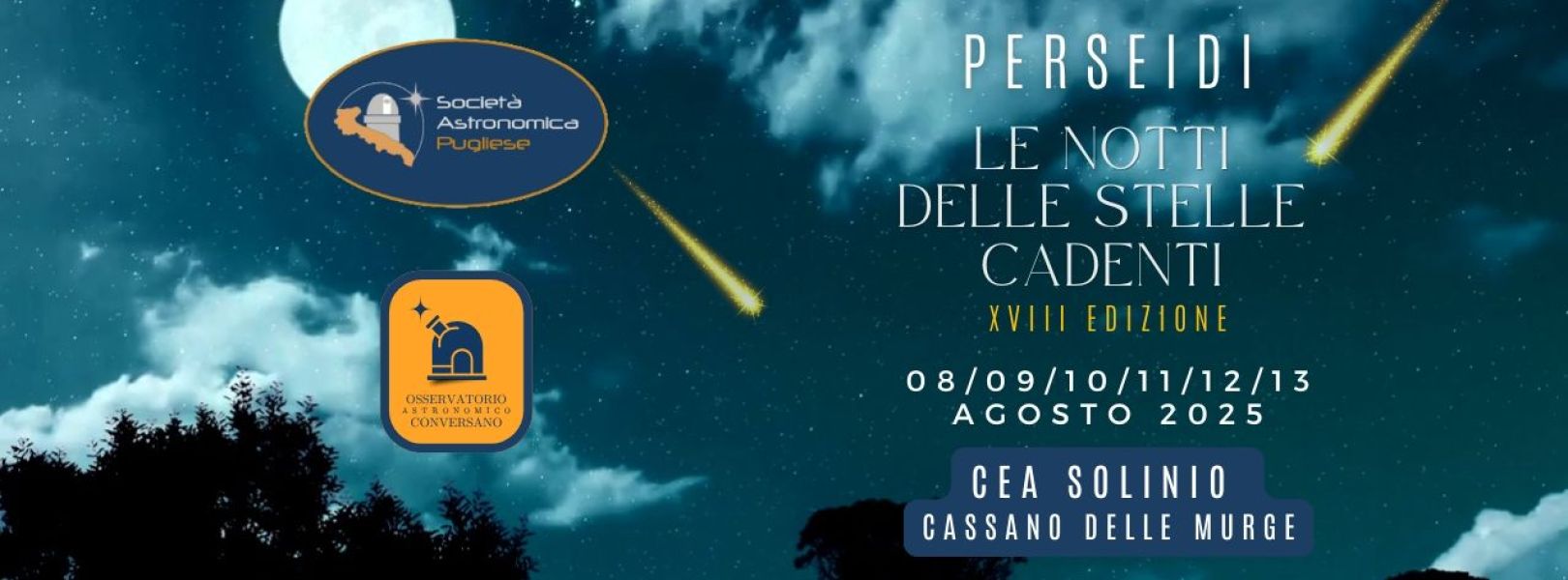 Perseidi 2025 - Le Notti delle stelle cadenti dal 8 al 13 agosto a Cassano delle Murge